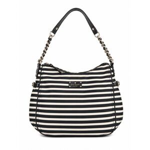 Kate Spade Vintage Y2K Black White Striped Nylon Shoulder Bag Chain Strap Purse